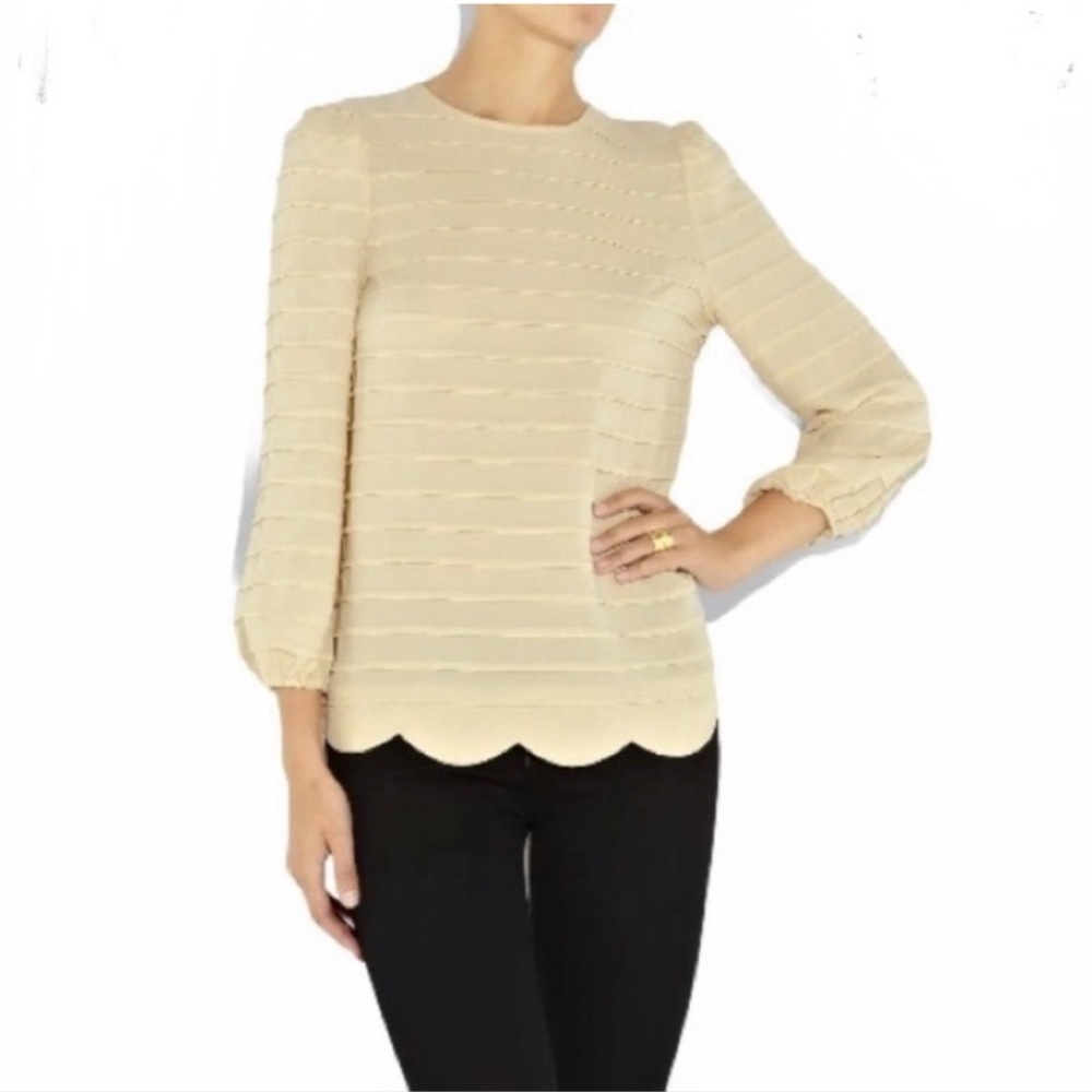 Tory Burch Cream Scalloped Blouse Tunic Size 2 (size 6)